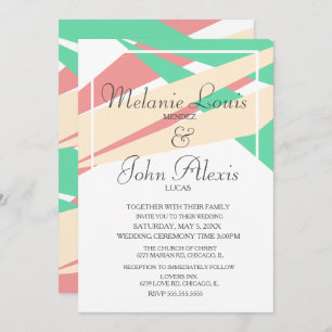 Abstract Colourful Bold Modern Wedding Coral Lime Invitation