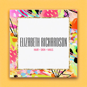 Abstract Colourful Bold Vibrant Chic Modern Square Business Card