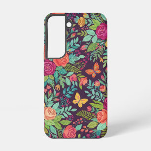 Abstract Colourful Botanical Roses Butterflies Sam Samsung Galaxy Case