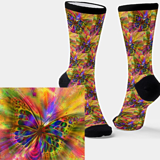 Abstract Colourful Bright Shine Butterfly Socks (Creator Uploaded)