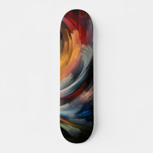 Abstract Colourful Brush Art Skateboard: Creative  Skateboard