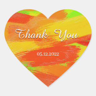 Abstract colourful brush strokes texture.text. hea heart sticker