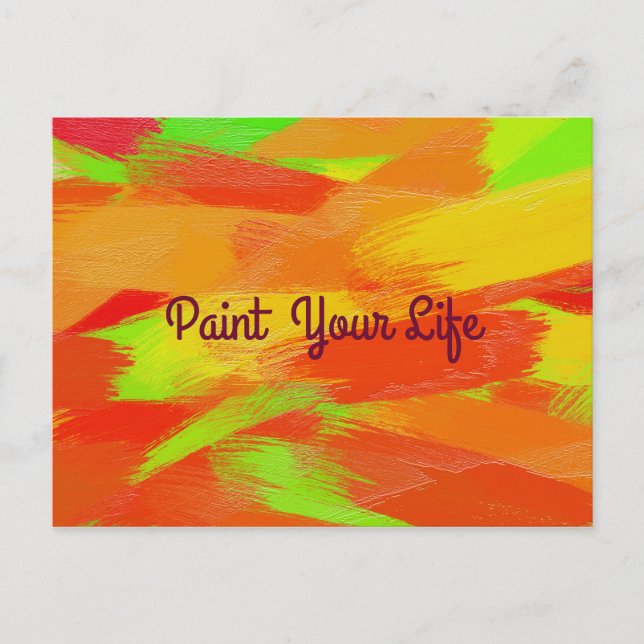 Abstract colourful brush strokes texture.text. postcard (Front)