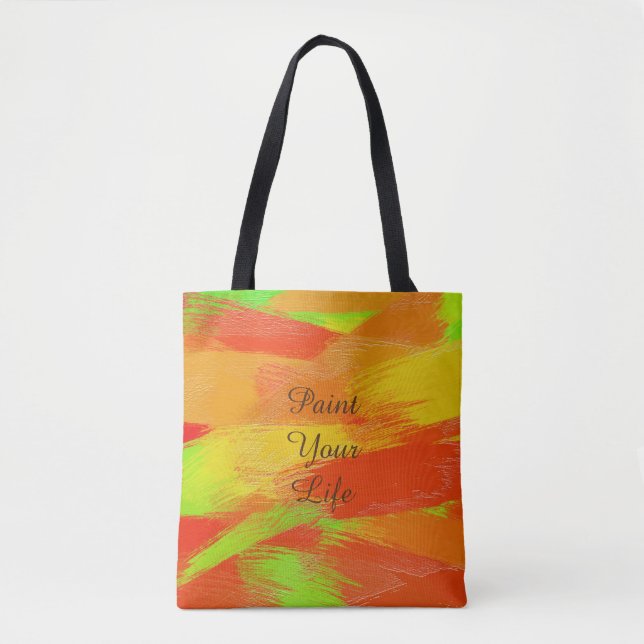 Abstract colourful brush strokes texture.text. tote bag (Front)