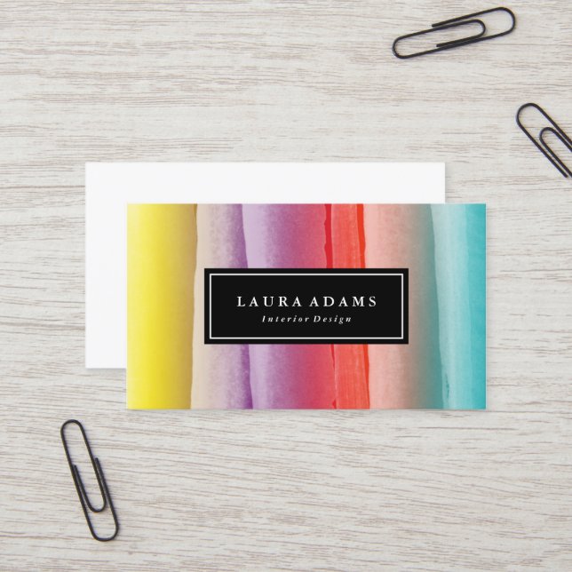 Abstract Colourful Brushstrokes Business Card (Front/Back In Situ)