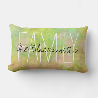 Abstract Colourful Brushstrokes Family Monogram Lumbar Cushion