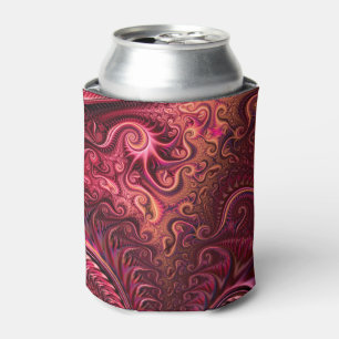 Abstract Colourful Burgundy Carmine Spiral Pattern Can Cooler