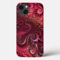 Abstract Colourful Burgundy Carmine Spiral Pattern