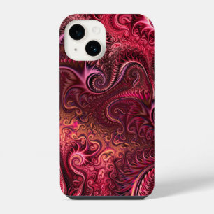 Abstract Colourful Burgundy Carmine Spiral Pattern iPhone 14 Case