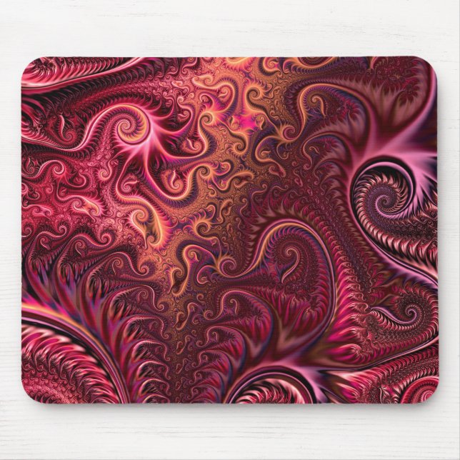 Abstract Colourful Burgundy Carmine Spiral Pattern Mouse Mat (Front)