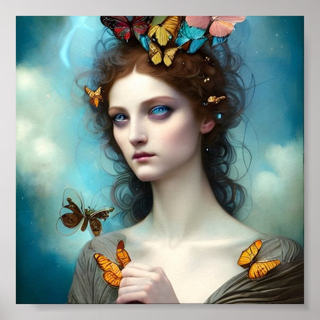 Abstract Colourful Butterfly Princess Poster (Front)
