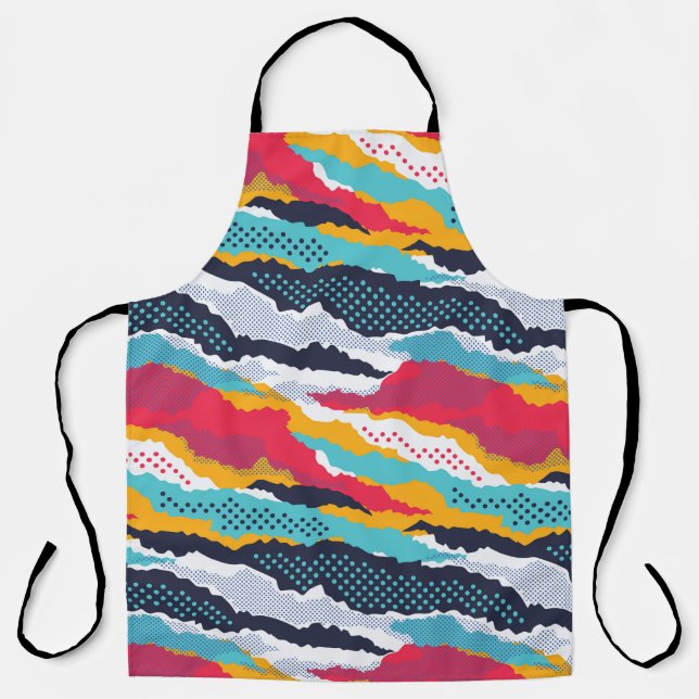 Abstract colourful camouflage wallpaper with polka apron (Front)