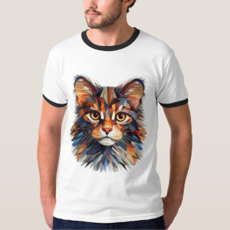 Abstract Colourful Cat Face T-Shirt | Artistic Fel