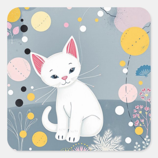 Abstract Colourful Cat Stickers (Front)