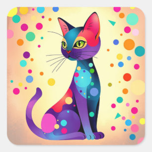Abstract Colourful Cat Stickers