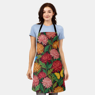 Abstract Colourful Chrysanthemum Butterflies Apron