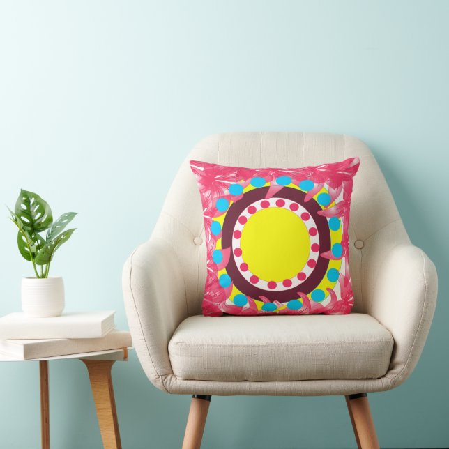 Abstract Colourful Circle Floral Pattern Cushion (Chair)