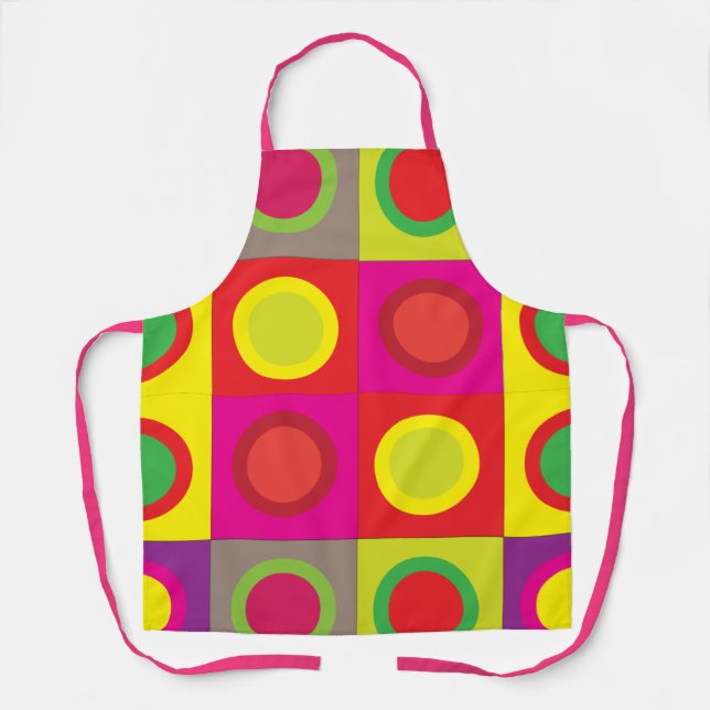 Abstract Colourful Circle Square Seamless Pattern  Apron (Front)