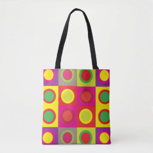 Abstract Colourful Circle Square Seamless Pattern Tote Bag