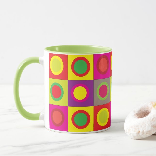 Abstract Colourful Circles  Mug (With Donut)