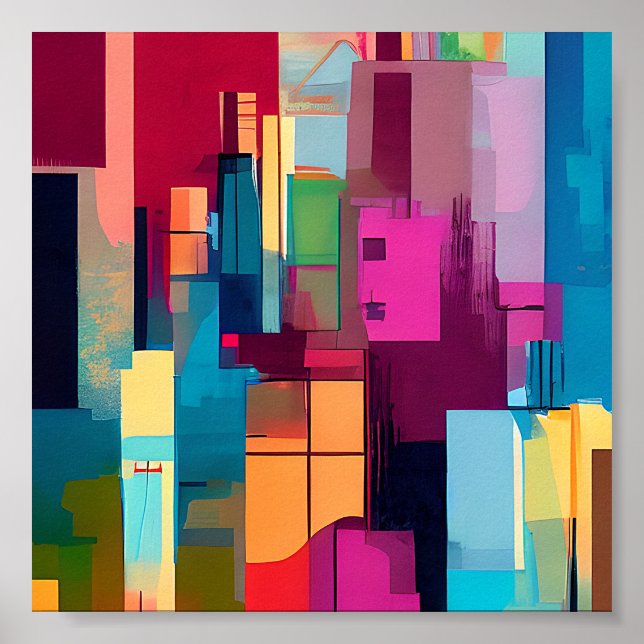 Abstract colourful city  poster (Front)