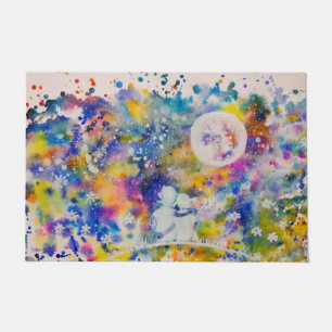 Abstract Colourful Couple Moon Dreams Doormat