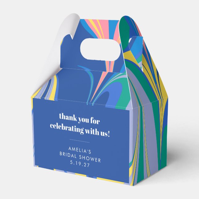 Abstract Colourful Custom Bridal Shower Thank You Favour Box (Front Side)