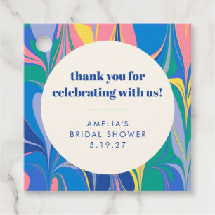 Abstract Colourful Custom Bridal Shower Thank You Favour Tags