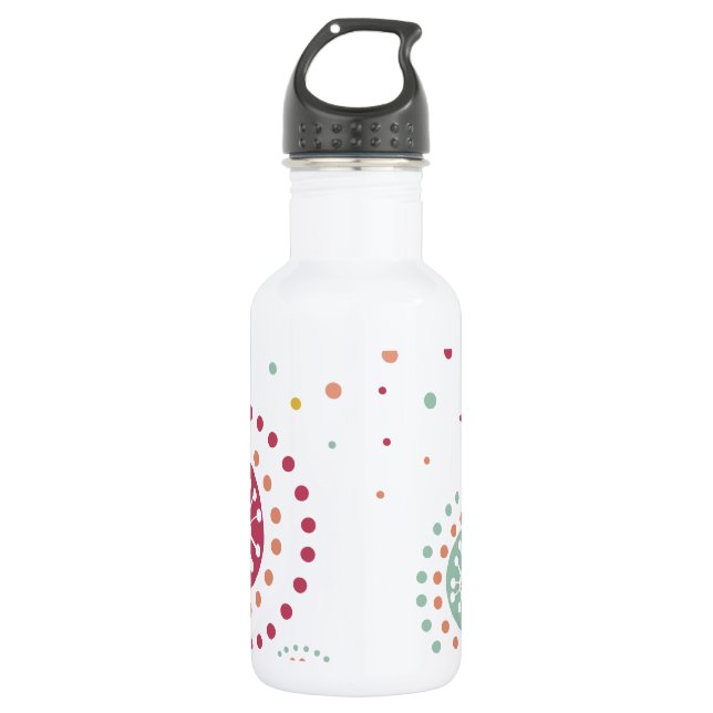 abstract colourful dandelion flowers dots 532 ml water bottle (Front)
