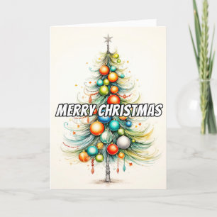 Abstract Colourful Decorative Christmas Tree Holiday Card