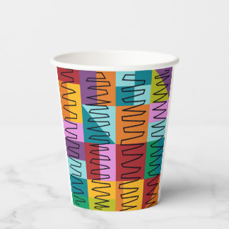 Abstract, colourful designs paper cups