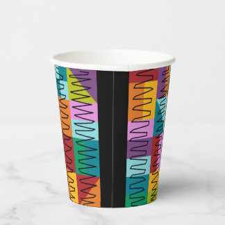 Abstract, colourful designs paper cups