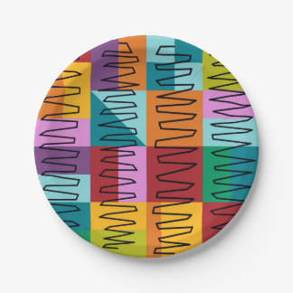 Abstract, colourful designs paper plate