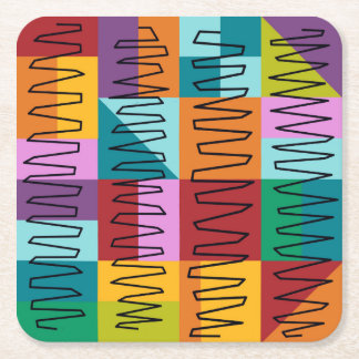 Abstract, colourful designs square paper coaster
