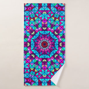 Abstract Colourful Digital Decorative Flower. Geom Bath Towel
