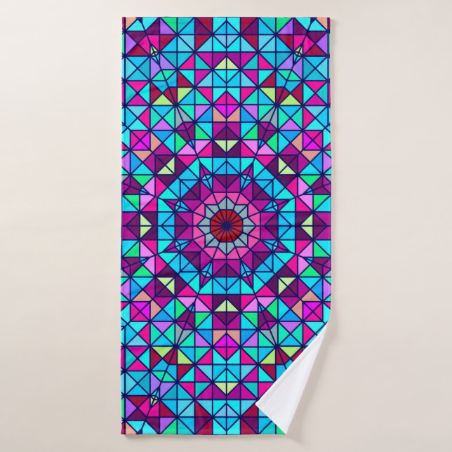 Abstract Colourful Digital Decorative Flower. Geom Bath Towel (Bath Towel)