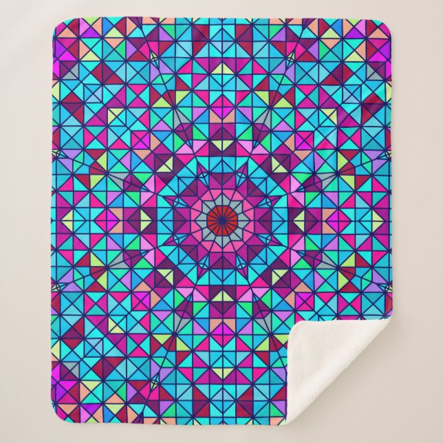 Abstract Colourful Digital Decorative Flower. Geom Sherpa Blanket (Front)