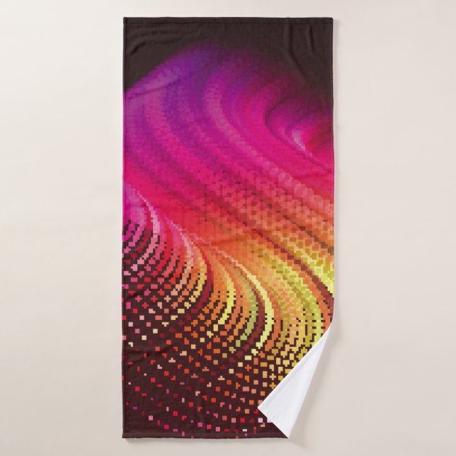 Abstract colourful digital landscape with flowing  bath towel (Bath Towel)