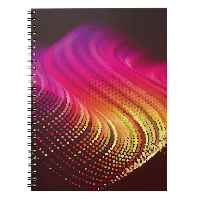 Abstract colourful digital landscape with flowing  notebook (Front)