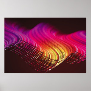 Abstract colourful digital landscape with flowing  poster