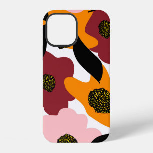 Abstract colourful doodles flowers and leaves back iPhone 12 case