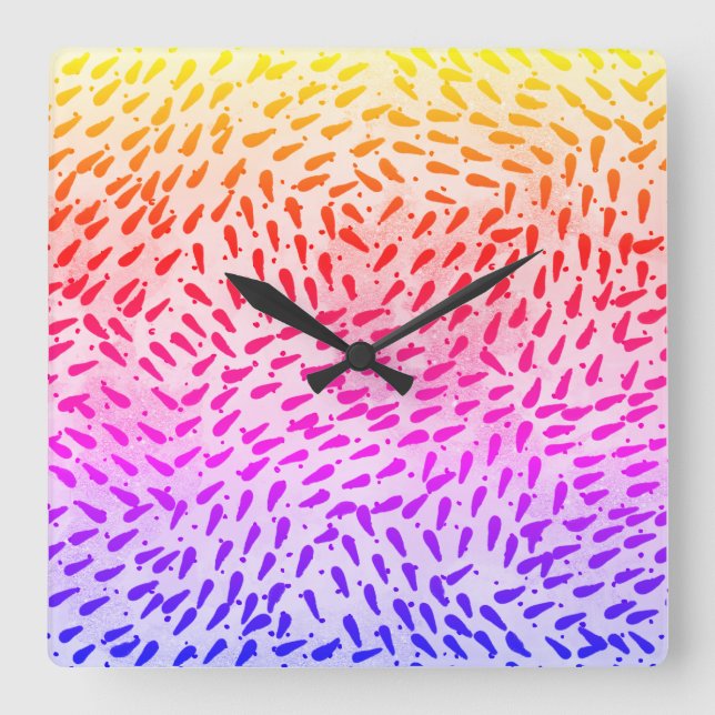 Abstract Colourful Dots Square Wall Clock (Front)