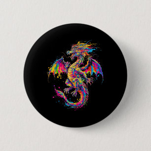 Abstract Colourful Dragon Painting Art Graphic Mot 6 Cm Round Badge