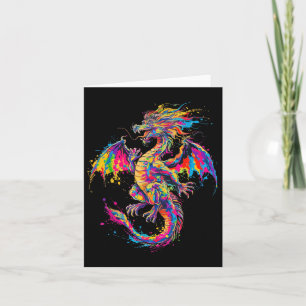 Abstract Colourful Dragon Painting Art Graphic Mot Card