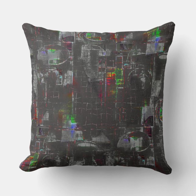 Abstract colourful drawing in dark night under jut cushion (Front)