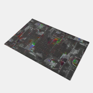 Abstract colourful drawing in dark night under jut doormat