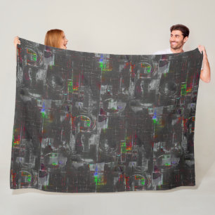 Abstract colourful drawing in dark night under jut fleece blanket
