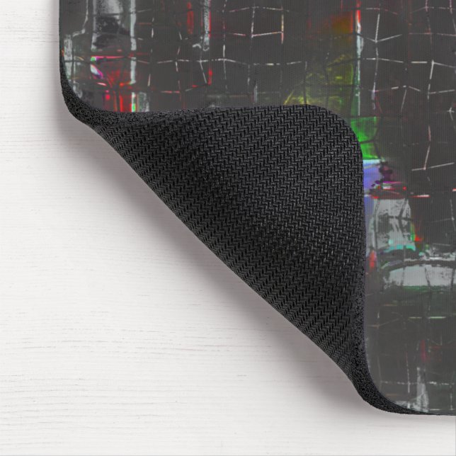 Abstract colourful drawing in dark night under jut mouse mat (Corner)