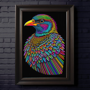 Abstract Colourful Drawing of A Bird  2:3 Poster