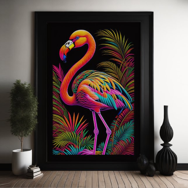 Abstract Colourful Drawing of A Flamingo 2:3 Poster (Creator Uploaded)